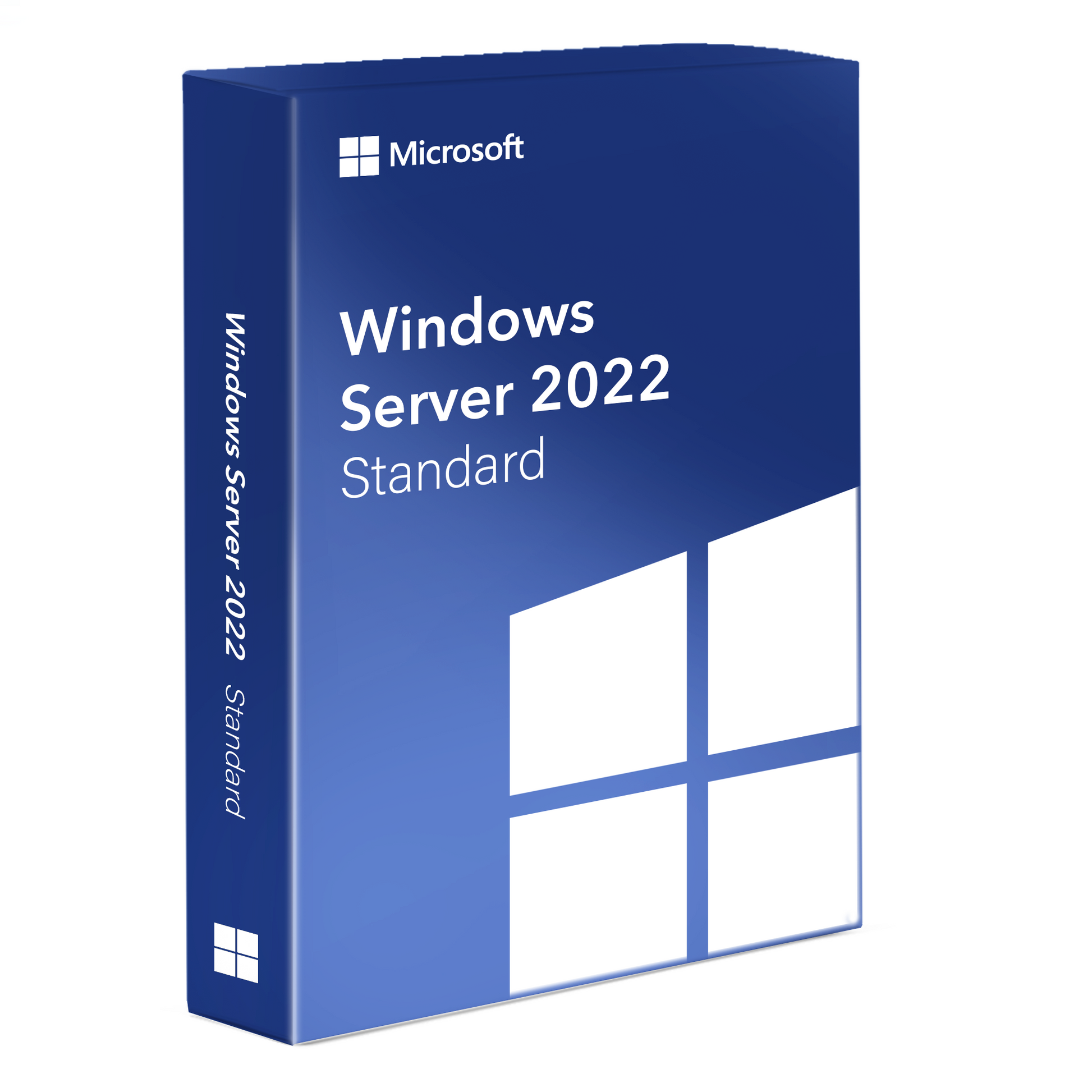 Box image of Windows Server 2022 Standard with Microsoft branding and enterprise-grade features